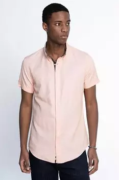 Slim Fit с коротким рукавом и воротником на пуговицах, поплиновая оксфордская мужская розовая рубашка TUDORS