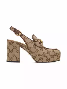 Слингбэки Horsebit Gucci, коричневый
