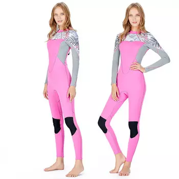 SLINX цельный костюм для серфинга, женский купальник для дайвинга, теплый гидрокостюм, цельный розовый/светло-серый/принт L 1