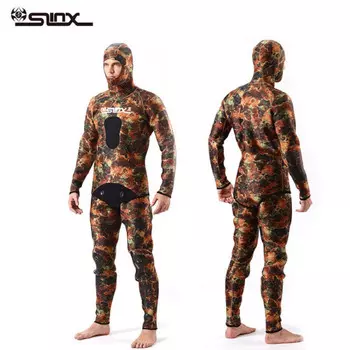 SLINX гидрокостюм охотничий камуфляжный костюм для охоты на рыбу разделенный камуфляжный гидрокостюм гидрокостюм 5 мм камуфляжный рифовый XL