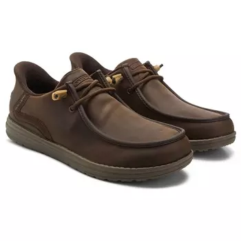Slip-Ins melson кожаные мокасины с закругленным носком Skechers, cocoa brown
