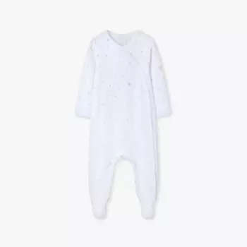 Слип-Комбинезон из органического хлопка и велюра со снежинками 0-24 месяца The Little White Company, белый