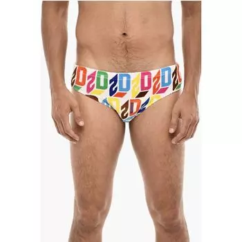 Слип-велюровые плавки с логотипом по всей поверхности Dsquared2, Multicolor