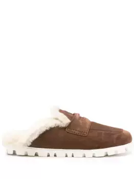 Слиперы с тисненым логотипом MIU MIU, коричневый