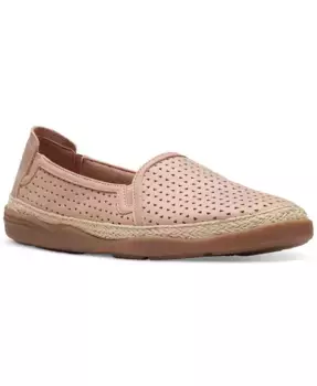 Слипоны-эспадрильи из кожи на плоской подошве Clarks, коричневый/бежевый