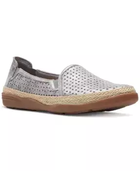 Слипоны-эспадрильи из кожи на плоской подошве Clarks, серебряный