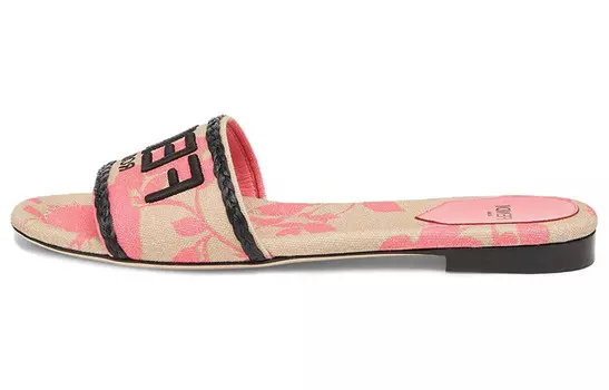 Слипоны Fendi с вышитым логотипом, белый / розовый