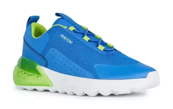 Слипоны Geox "J ACTIVART ILUMINUS" с функцией крутого мигания, цвет Blau-Lemon