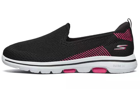 Слипоны Go Walk 5 женские с низким верхом, черные/розовые Skechers