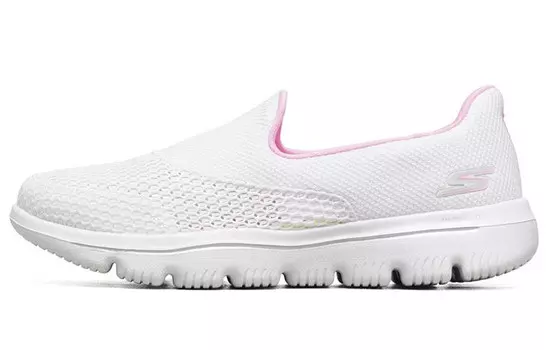 Слипоны Go Walk Evolution Ultra Slip-on женские с низким верхом, белые/светло-розовые Skechers