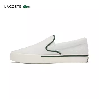 Слипоны мужские Lacoste из французской крокодиловой кожи, белый / темно-зеленый