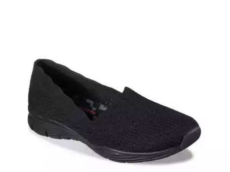 Слипоны с воротником-ракушкой Skechers, Black