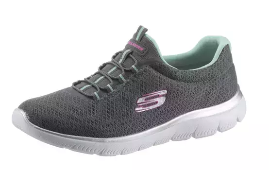 Слипоны Skechers "SUMMITS", тапочки, повседневная обувь, удобная обувь с тонкими контрастными деталями, антрацит