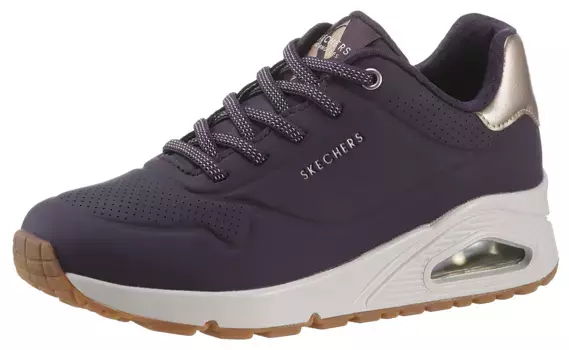 Слипоны Skechers "UNO SHIMMER AWAY", тапочки, повседневная обувь, полуботинки на модной танкетке, цвет Dark Purple - Dunkellila
