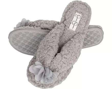 Слипперы Jessica Simpson Women's Fluffy Plush Slide-On Sandal House Slippers with Memory Foam Jessica Simpson, серый