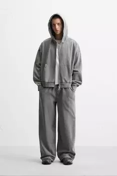 Слитая толстовка с капюшоном ZARA, цвет Dark anthracite
