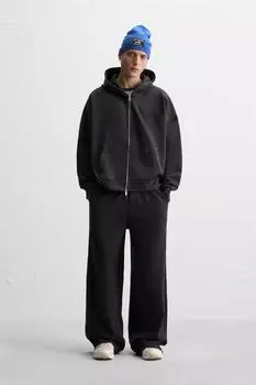 Слитая толстовка с капюшоном ZARA, темно-серый