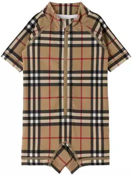 Слитный купальник Baby Beige Check в клетку Burberry