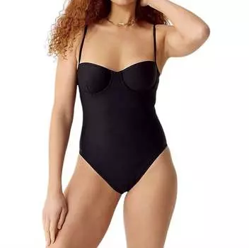 Слитный купальник-балконет на косточках Heritage черного цвета J.Crew