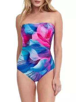 Слитный купальник-бандо Golden Blossom Gottex Swimwear, разноцветный