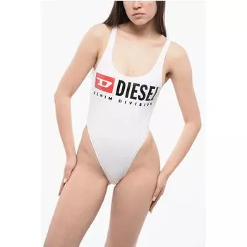 Слитный купальник BFSW-PAMELA, однотонный, с напечатанным логотипом Diesel, White