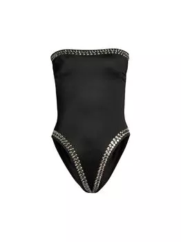 Слитный купальник Bishop без бретелек с заклепками Norma Kamali, черный