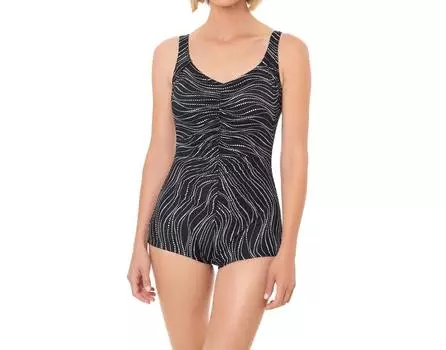 Слитный купальник для девочек Tidal Wave со сборками спереди, черный Penbrooke