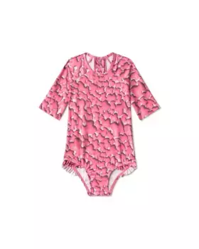 Слитный купальник для девочки с длинными рукавами и принтом медведя Tous, цвет Rosa
