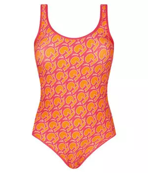 Слитный купальник Guess Swimwear с узором, оранжевый