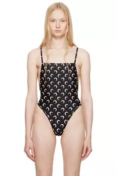 Слитный купальник из черного и бежевого джерси Marine Serre