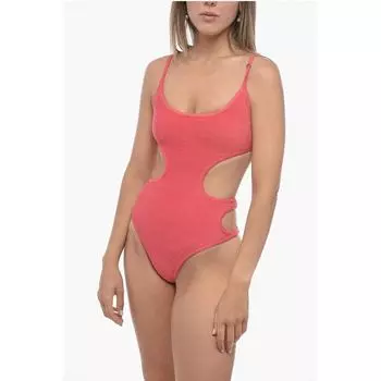 Слитный купальник из махровой ткани с перекрещивающимися бретелями на спине The Attico, Red