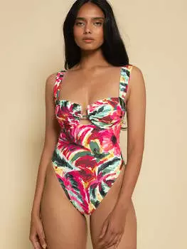 Слитный купальник на косточках с завязками Bella Montce, мультиколор