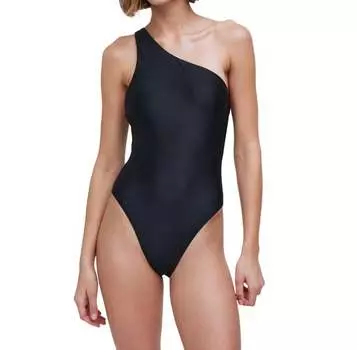 Слитный купальник на одно плечо черного цвета Madewell