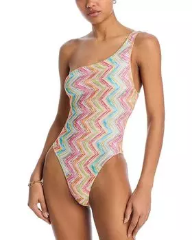 Слитный купальник на одно плечо Missoni, мультиколор