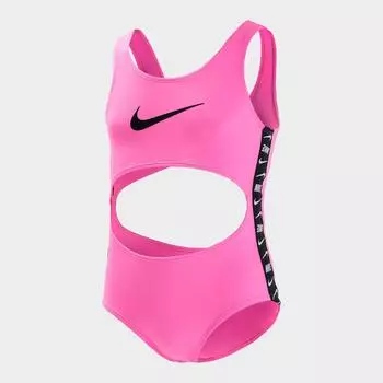 Слитный купальник Nike с вырезами для девочек, розовый