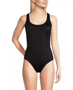 Слитный купальник Petite Tugless X-Back Lands' End, черный