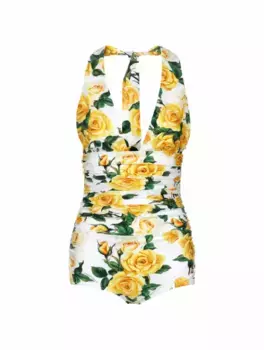 Слитный купальник с цветочным принтом Dolce&Gabbana, мультиколор