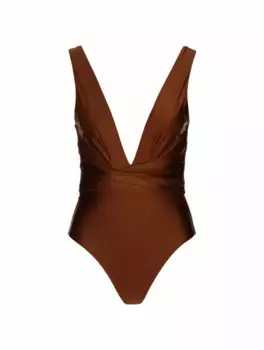 Слитный купальник с драпировкой Zimmermann, коричневый