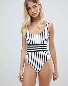 Слитный купальник с контрастными полосками ASOS DESIGN