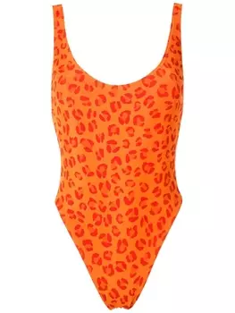 Слитный купальник с леопардовым принтом Amir Slama, оранжевый
