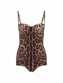 Слитный купальник с леопардовым принтом Dolce&Gabbana