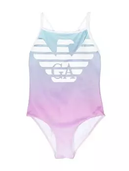 Слитный купальник с логотипом Emporio Armani Kids, розовый