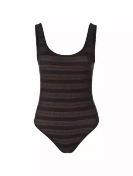Слитный купальник с монограммой Balmain, коричневый
