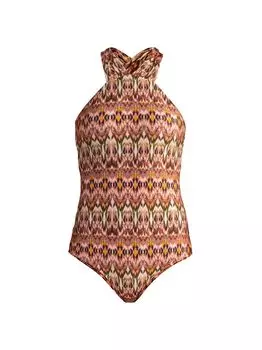 Слитный купальник с открытой спиной и принтом Shoshanna