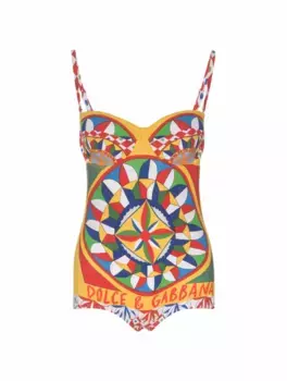 Слитный купальник с принтом Carretto Dolce&Gabbana, мультиколор