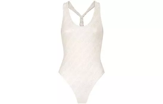 Слитный купальник с узором Ff по всей поверхности FENDI, белый