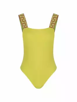 Слитный купальник с узором Greca Versace, жёлтый