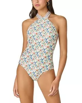 Слитный купальник с высоким воротом Shoshanna, слоновая кость/кремовый