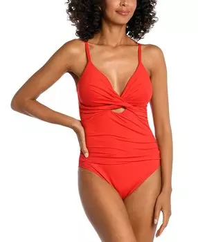 Слитный купальник с замочной скважиной и заклепками спереди La Blanca