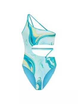 Слитный купальник Stormi на одно плечо с ремешками SIMKHAI, разноцветный